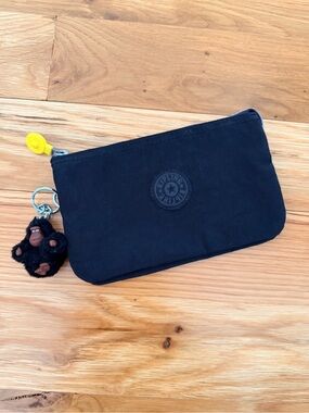 Kipling BARTO Black Zip Pouch with Daniel Monkey Keychain